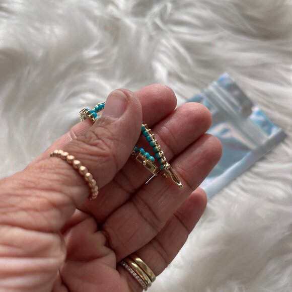 14K Yellow Gold Turquoise Tennis Necklace - Picture 3 of 4